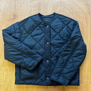 Zara Black Quilted Button-Up Puffer Jacket